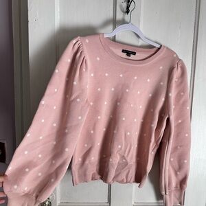 Adrianna Papell Pink and White Polka Dot Sweater